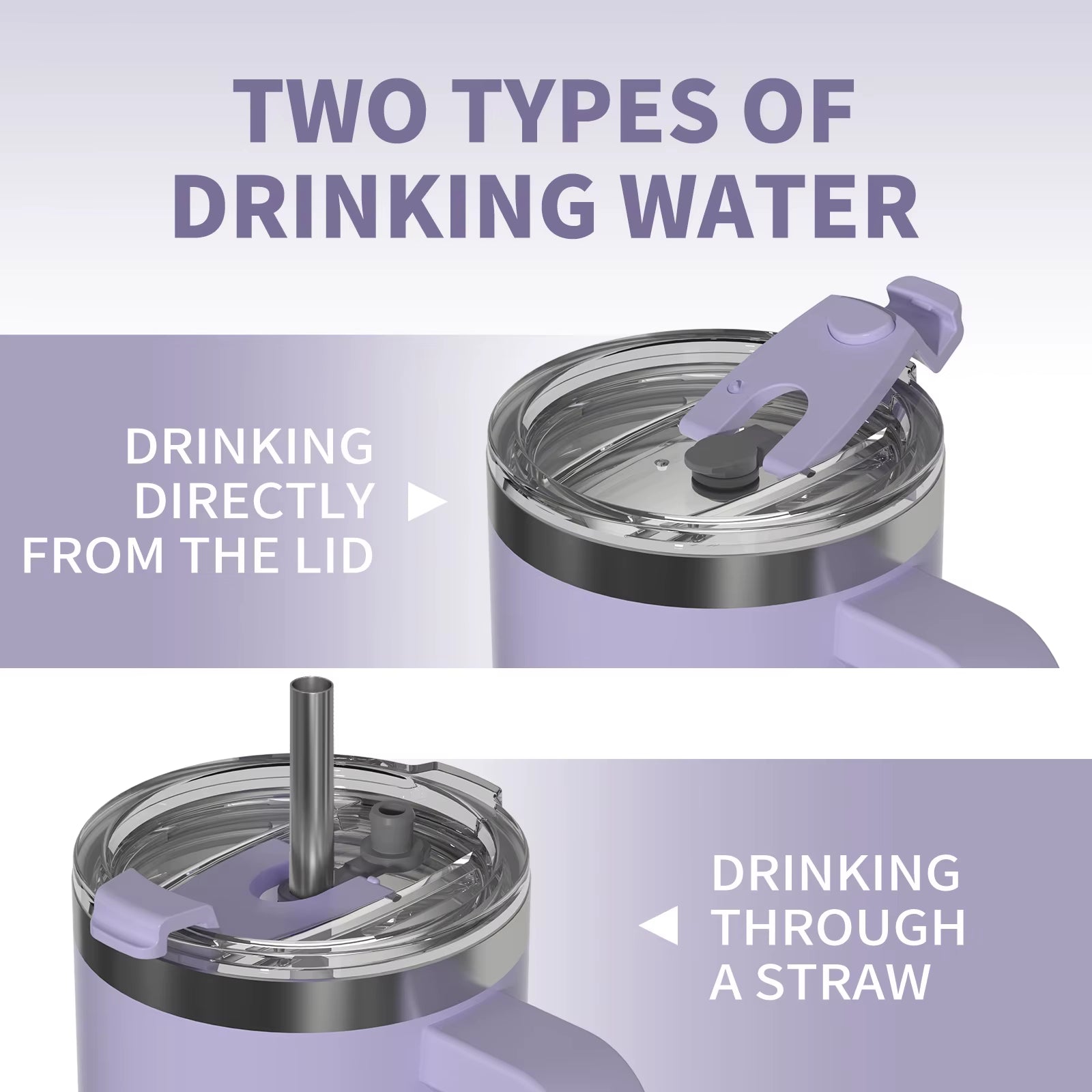 30/40Oz Tumbler with Handle and Straw Large Capacity Stainless Steel Thermal Cup for Coffee Double Vacuum Insulated Mug