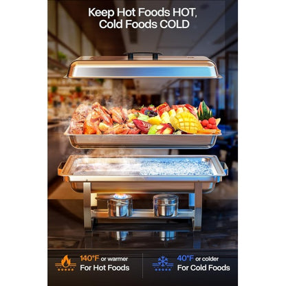 2-Pack Stainless Steel Buffet Food Warmers – Chafing Dish Set for Family, Outdoor Parties, Catering & Events
