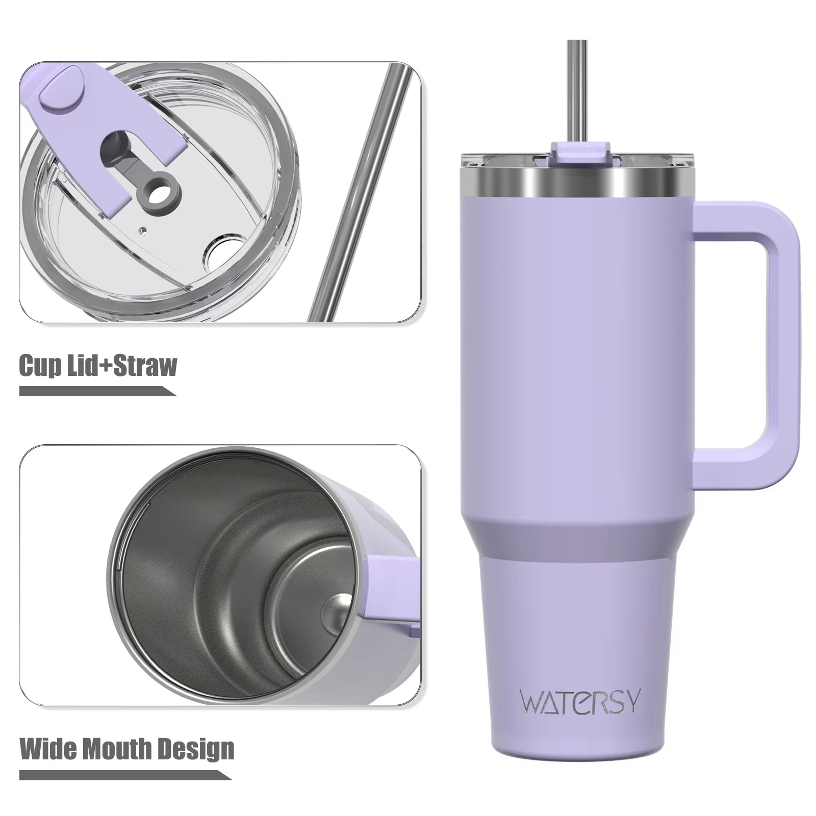30/40Oz Tumbler with Handle and Straw Large Capacity Stainless Steel Thermal Cup for Coffee Double Vacuum Insulated Mug