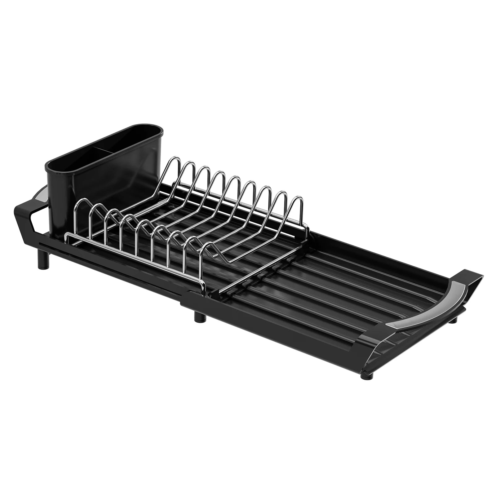 1pc 2in1 Dish organizer,Dish rack for dish drying,Expandable Dish storage rack with knife fork holder,Kitchen organizer storage