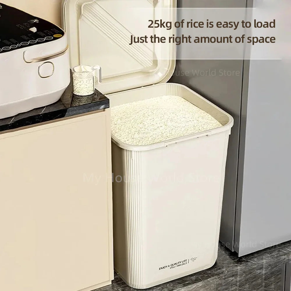 10KG Rice Container Rice Storage Box Sealed Cereal Dispenser with Buckle Insect Proof Grain Pet Food Container Kitchen Organizer