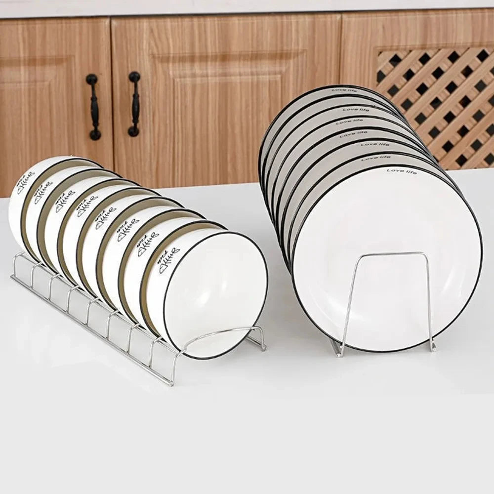Stainless Steel Dish Draining Rack Multipurpose Silver Plates Storage Rack Space Saving Bowls Plates Drainer Holder Kitchen