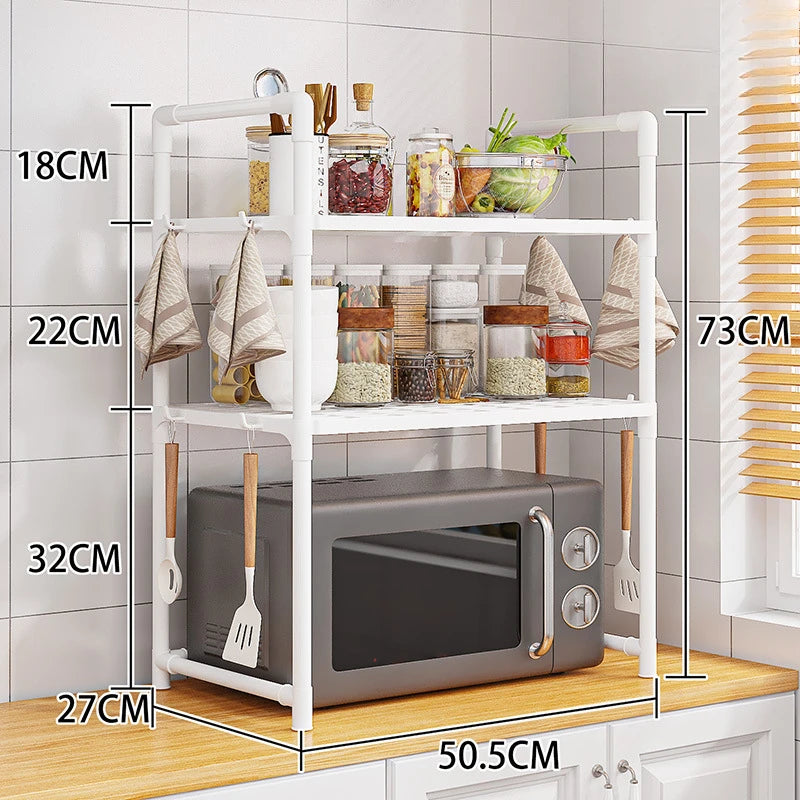 Kitchen Storage Rack Microwave Shelf Condiment Organizer Shelf Multi-Layer Simple Countertop Tidying Shelves Kitchen Accessories