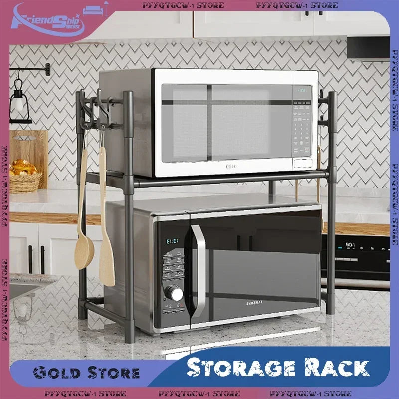 White nail-free installation kitchen microwave oven rack oven storage rack pot bowl rack seasoning finishing rack