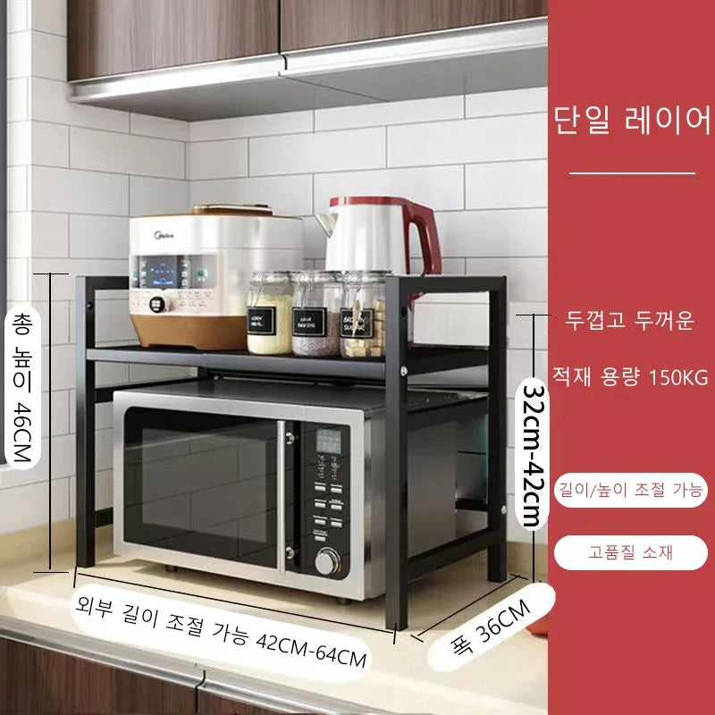 Kitchen Stainless Steel Shelves Floor Multi-Layer Multi-Functional Household Shelves Rack Storage Rack Microwave Oven Shelf