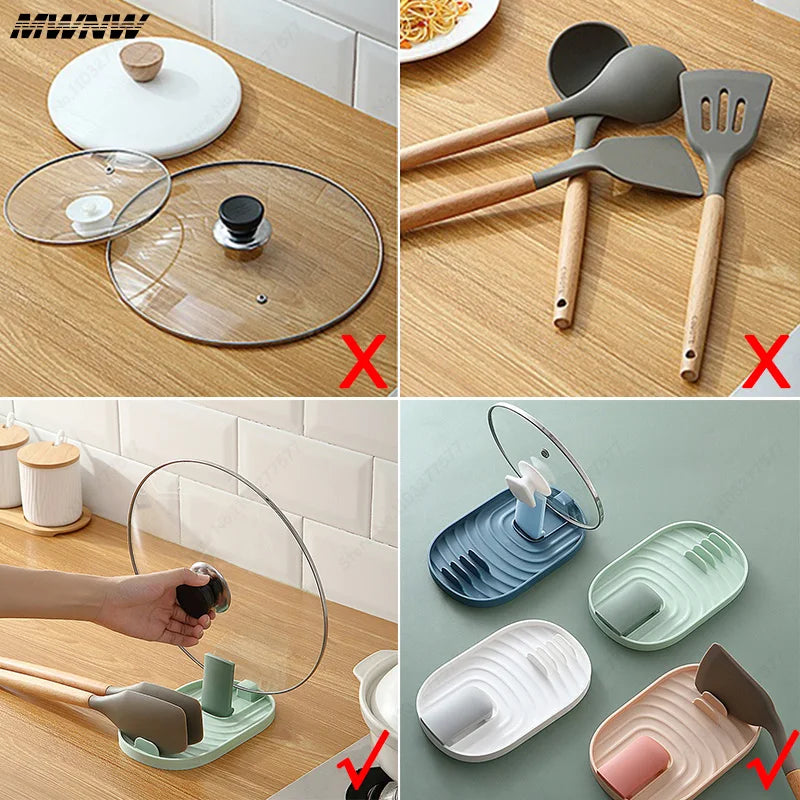 1pcs Polychrome Foldable Nordic Style Pot Holder Lid Shovel Storage Rack Practical Multifunctional Utensils for Kitchen Supplies