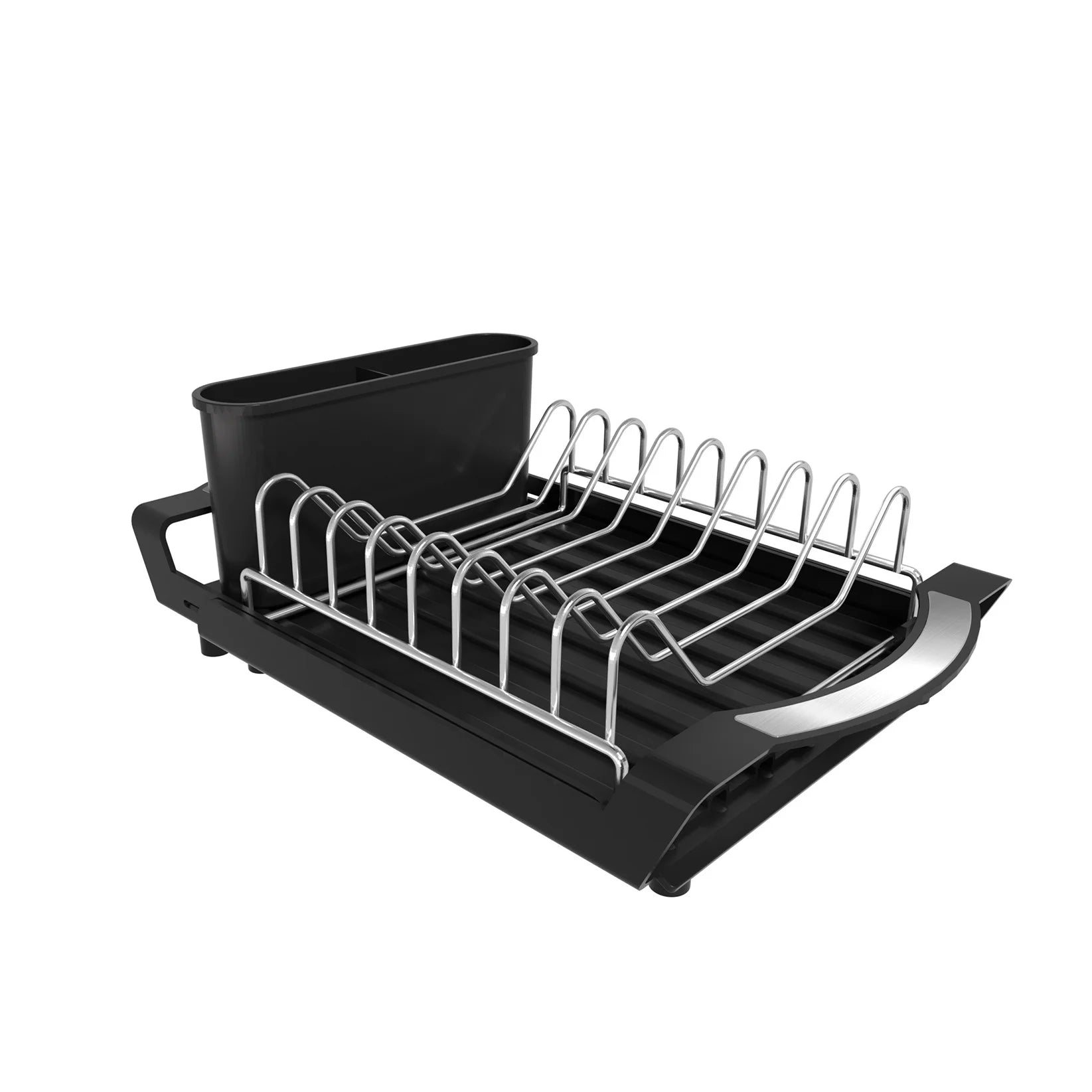Expandable Dish Drying Rack Dish Racks for Kitchen Counter Adjustable Spout Dish Strainers with Utensil Holder Knife Slots