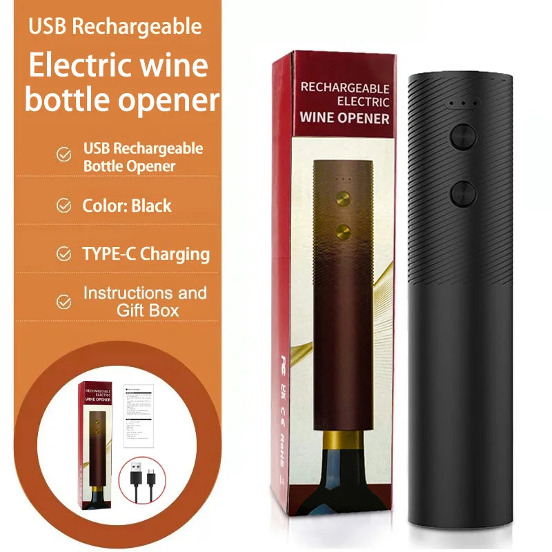 Electric Wine Bottle Opener Automatic Wine Corkscrew Rechargeable Wine Opener One-click Button Wine Tools Bar Kitchen Products