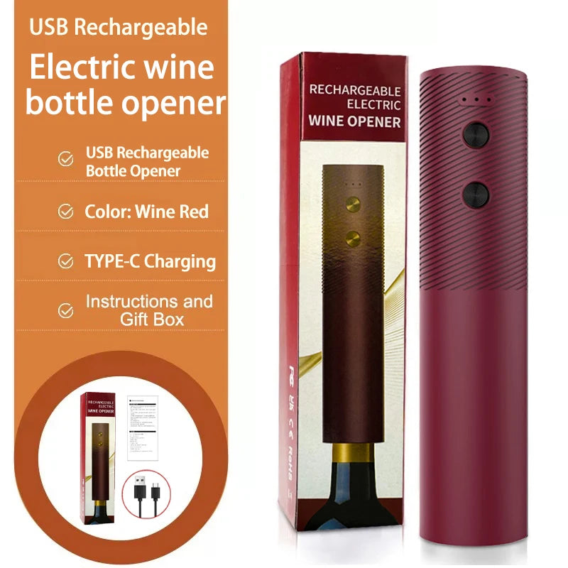 Electric Wine Bottle Opener Automatic Wine Corkscrew Rechargeable Wine Opener One-click Button Wine Tools Bar Kitchen Products