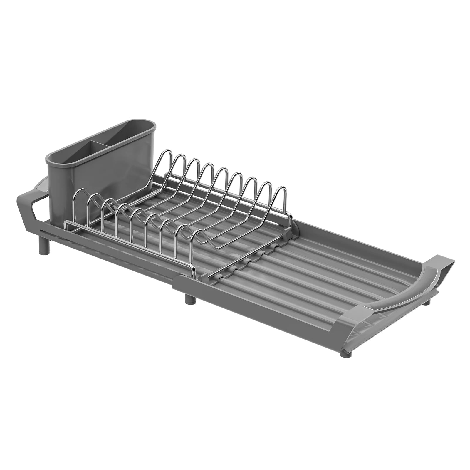 1pc 2in1 Dish organizer,Dish rack for dish drying,Expandable Dish storage rack with knife fork holder,Kitchen organizer storage