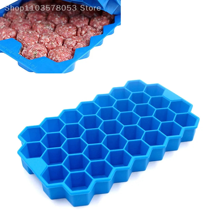 37 Grids Silicone Meatball Mold With Lid Honeycomb Rice Ball Maker Fish Balls Beef Balls Mold Meat Tools Kitchen Accessories
