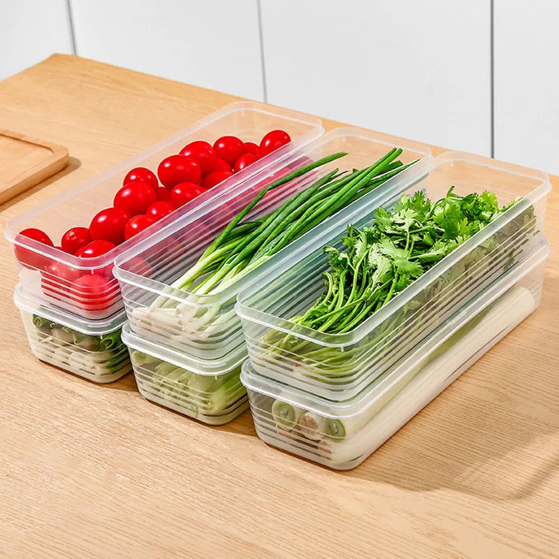 2PCS Fresh Box Refrigerator Storage Boxes Scallions Food Container, fresh-keeping Food Boxes,Transparent Sealed Storage Box