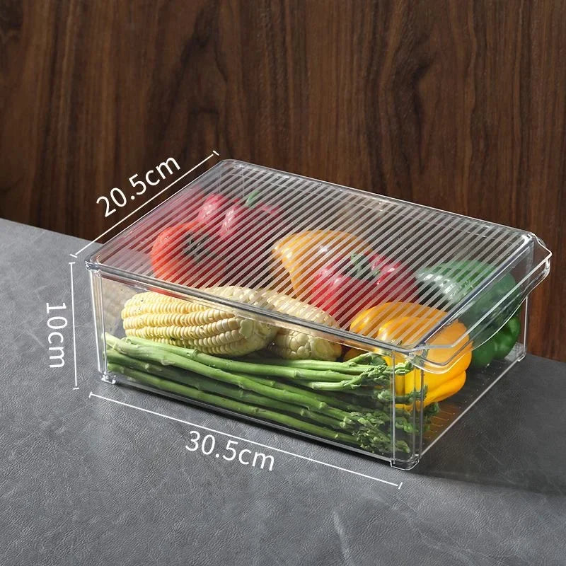 Fridge Organizer Stackable Refrigerator Organizer Bins with Lids Clear Fruit Storage Containers Freezer Pantry Kitchen Organizer