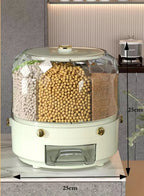 Kitchen Storage Box 360 Degree Rotating Rice Dispenser Sealed Dry Cereal Grain Bucket Dispenser Moisture-proof Food Container