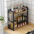 1pc 2-Tier Metal Countertop Shelf - Space Saving Organizer for Coffee, Mugs & Condiments, Rustproof Kitchen Rack