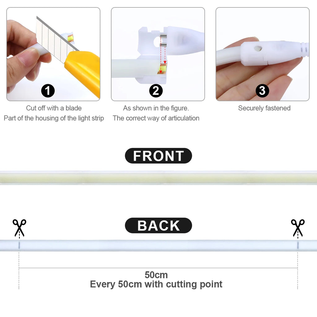 Waterproof Best Under Cabinet Light Kitchen COB LED Light with Button Switch Cord 220V 110V EU / US Plug Strip Lamp for cocina