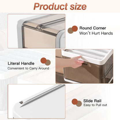 3-Pack Stackable Foldable Plastic Storage Bins with Lids & Dividers – Collapsible Closet, Toy & Clothes Organizer (Dark Brown)